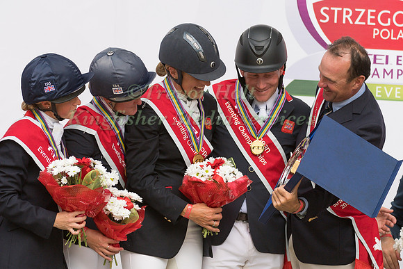 The British Team on the Podium with Chef D'Equipe Richard Waygood