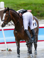 Tim Price remounts   Wesko after a fall at the lake