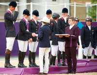 The Silver Medal Winning British team recieve their medals from Princess Anne