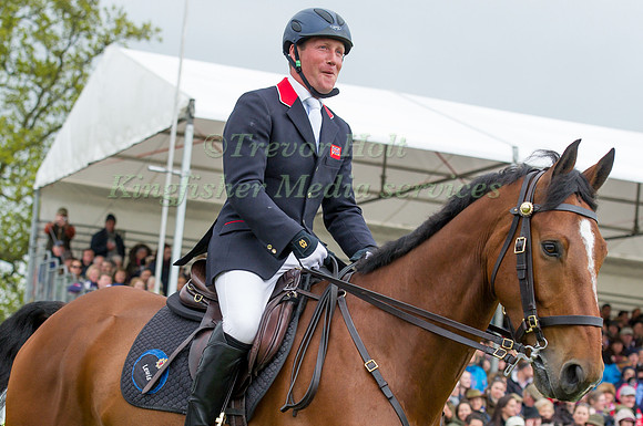 Oliver Townend takes part in the parade of competitors on a borr