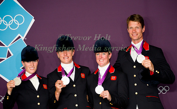 Zara Philips Kristina Cook Nocola Wilson and William Fox-Pitt Great Britian's Silver Medal Winning Team