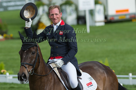 Oliver Townend (GBR) riding ODT Ghareeb in the Dressage phase  of  the 2017 Mitsubishi Motors  Badminton Horse Trials