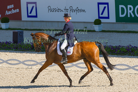 Zara Phillips riding High Kingdom taking part in the dressage test