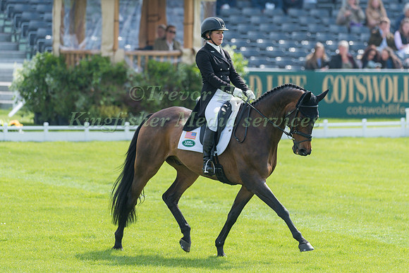 Hannah Sue Burnett (USA) riding Harbour Pilot in the Dressage phase  of  the 2017 Mitsubishi Motors  Badminton Horse Trials