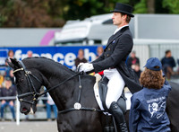 Christopher Burton and Underdiscussion entering the Dressage Arena