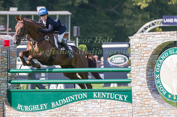 Alex Postolowsky (GBR) riding Islanmore Ginger taking part in the Show Jumping Phase