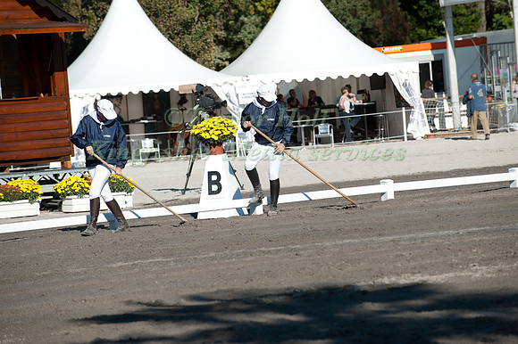 Raking the Dressage Arena