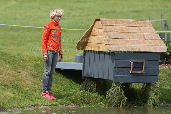 Ingrid Klimke walking the cross country course at the 2017 Mitsubishi Motors Badminton Horse Trials.