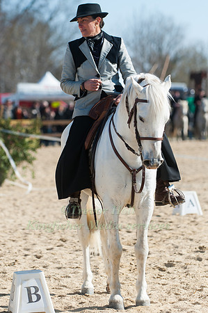 A rider prepares for her dressage test  at the Camagri