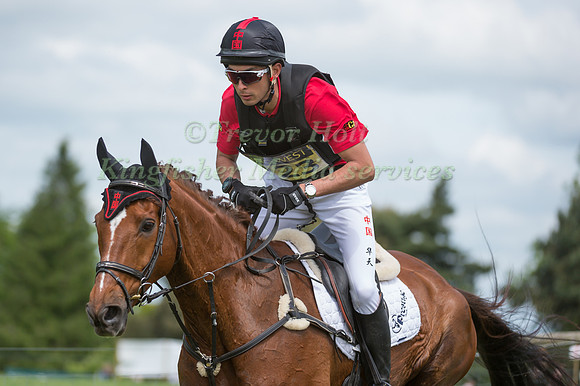 ALEX  HUA TIAN CHN RIDING DON GENIRO COMPETING IN THE CROSS COUNTRY PHASE OF THE  SS COUNTRY PHASE OF THE  INTERMEDIATE  COMPETITION AT THE  2017 ROCKINGHAM CASTLE INTERNATIONAL HORSE TRIAL.