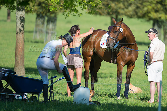 PIGGY FRENCH (GBR)  VANIR KAMIRA GET READY FOR THE DRESSAGE PHASE OF THE CICO THREE STAR AT THE 2017 HOUGHTON INTERNATIONAL HORSE TRIALS