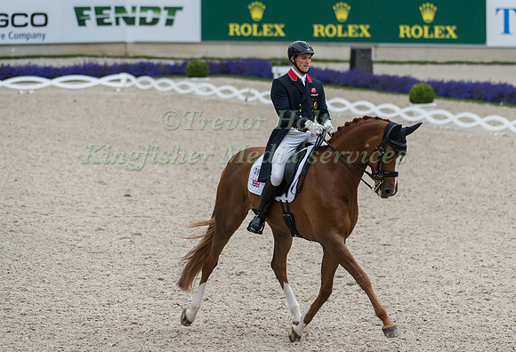 Michael Eilberg ((GBR)) and Woodlander Farouche taking part in the Prize of VUV - Vereinigte Unternehmerverbände Aachen Prix St. Georges CDI4*