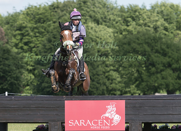 GINNY HOWE (GBR) RIDING UNDALGO DE WINDSOR  IN THE CROSS COUNTRY PHASE OF THE CCI TWO STAR AT THE 2017 HOUGHTON INTERNATIONAL HORSE TRIALS
