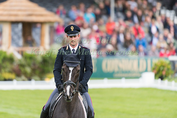 Pietro Sandei (ITA) riding Mouse  in the Dressage phase  of  the 2017 Mitsubishi Motors  Badminton Horse Trials