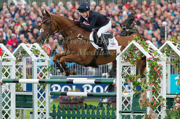 Laura Collett of Great Britain riding Grand Manoeuvre