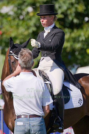 Bettina Hoy and Designer 10 Discussing her Dressage test with Christopher Bartle