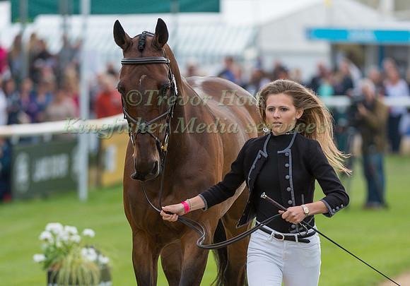 Imogen Gloag (GBR) and Brendonhill Doublet at the Final Horse Inspection of the Land Rover Burghley Horse Trials 2017
