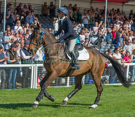 Rosalind Canter and Allstar B take a Lap of Honour at the end of the 2017 Mitsubishi Motors Badminton Horse Trials
