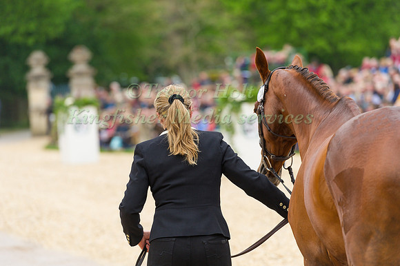 Kristina Cook (GBR) and Billy The Red at the Final  Horse Inspection of the 2017 Mitsubishi Motors Badminton Horse Trials