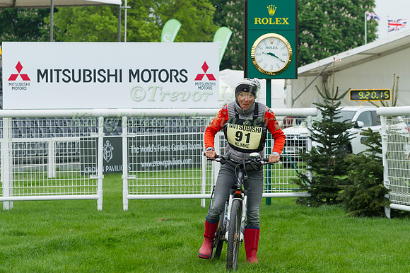 Ingrid Klimke prepares to leave the starting box on her Bicycle