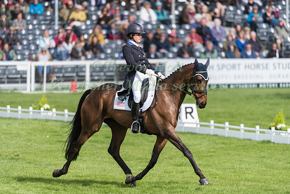 Lynn Symansky (USA) riding Donner in the Dressage phase  of  the 2017 Mitsubishi Motors  Badminton Horse Trials