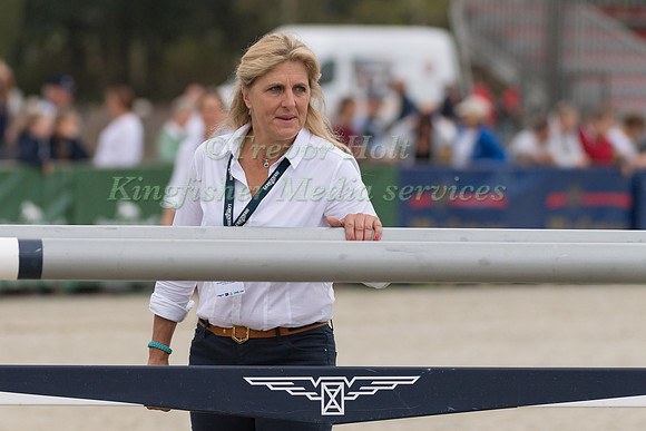 Kristina Cook walking the Showjumping Course