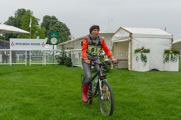 Ingrid Klimke prepares to leave the starting box on her Bicycle