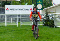 Ingrid Klimke prepares to leave the starting box on her Bicycle at the 2017 Mitsubishi Motors Badminton Horse Trials