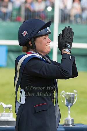 Pippa Funnell winner of the 2019  Land Rover Burghley Horse Trials at the Prize Giving Ceremony