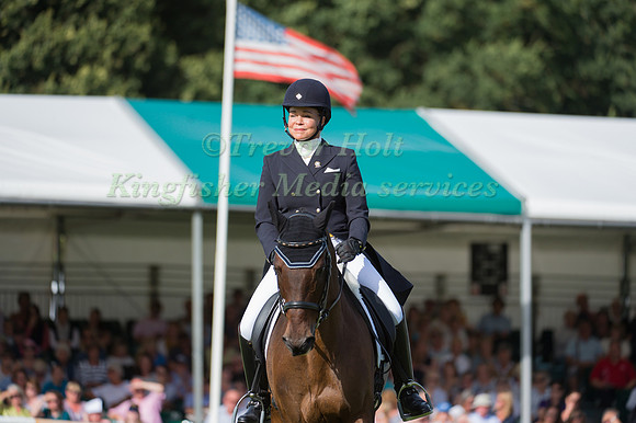 BUNNIE  SEXTON (USA) RIDING RISE AGAINST TAKING PART IN THE DRESSAGE PHASE OF THE  2016 LAND ROVER BURGHLEY HORSE TRIALS