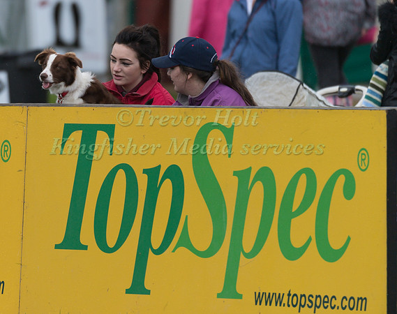 Spectators sat behind the TopSpec advertising hoarding