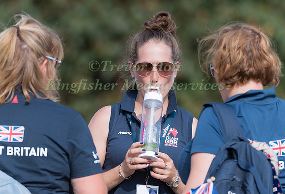 Laura Collett drinking from a water bottle