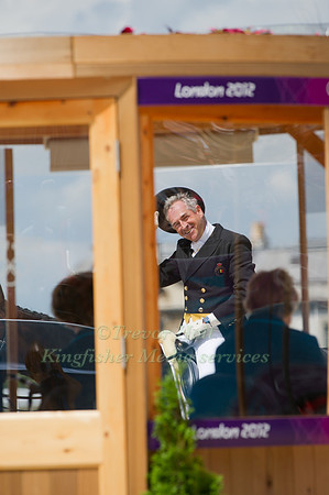 Carl Bouckaert salutes the Dressage Judge as he leaves the arena