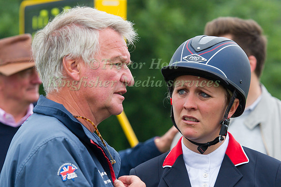 Gemma Tattersall talks to Yogi Briesner after her Show Jumping Round