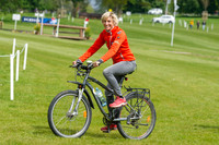 Ingrid Klimke cycling the cross country course at the 2017 Mitsubishi Motoers Badminton Horse Trials