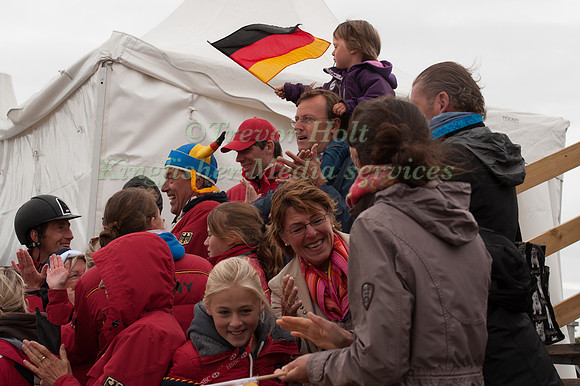 German Supporters celebrate Ingrid Klimke's clear round