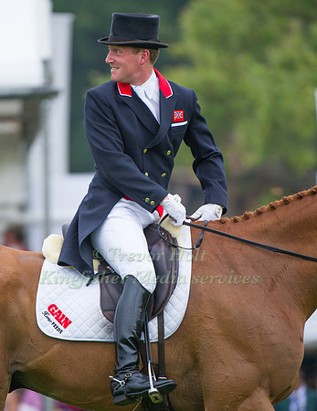 Oliver Townend (GBR) riding Armada looks back to see his score