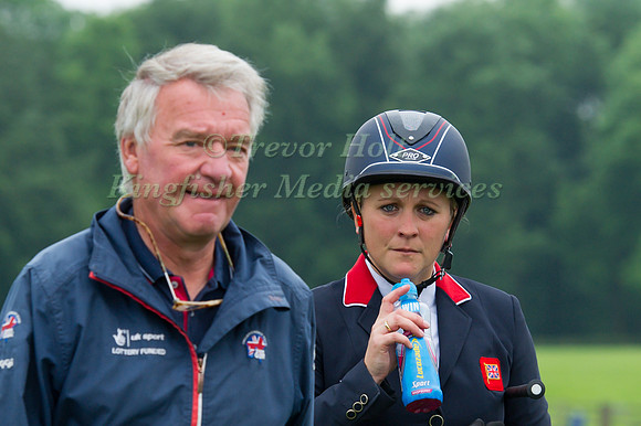 Gemma Tattersall talks to Yogi Briesner after her Show Jumping Round
