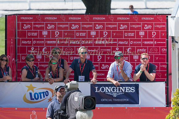 The British Team watching  Ros Canters Dressage test