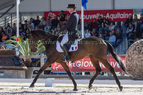 MATHIEU LEMOINE (FRA) AND TZINGA D'AUZAY TAKING PART IN THE DRESSAGE PHASE OF THE 2019 LES ETOILES DE PAU CCI-5L HORSE TRIALS