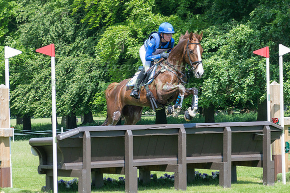 SANNE DE JONG (NED) RIDING BARONESS 374  IN THE CROSS COUNTRY PHASE OF THE CCI ONE STAR AT THE 2017 HOUGHTON INTERNATIONAL HORSE TRIALS