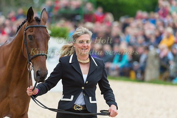 Kristina Cook (GBR) and Calvino II at the Final  Horse Inspection of the 2017 Mitsubishi Motors Badminton Horse Trials