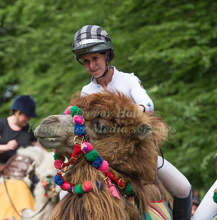 BETTINA HOY AFTER  TAKING PART IN THE CAMEL RACING AT THE 2017 HOUGHTON INTERNATIONAL HORSE TRIALS