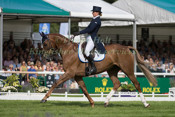 Olivia Craddock (GBR) and Billy Liffy taking part in the dressage phase of the Land Rover Burghley Horse Trials 2017