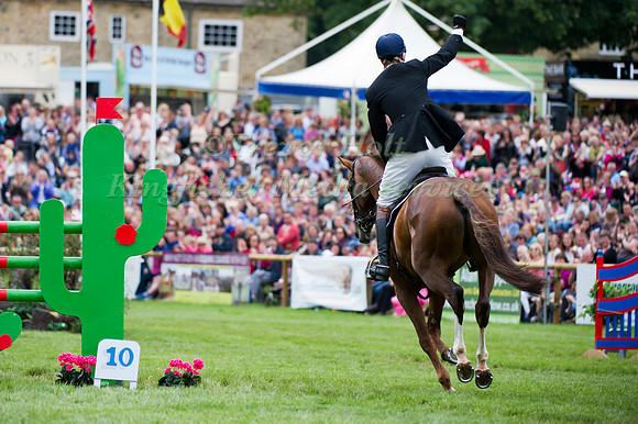William Fox-Pitt Celebrates a clear round to win the CIC 3 star at Bramham International Horse Trials  on Chilli Morning
