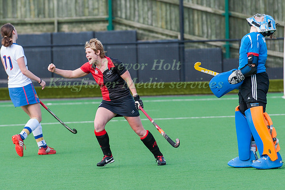 Nat Wray celebrates  putting a Goal past   Keeper Jen Mashford