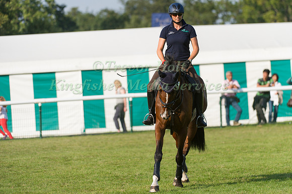 Jeanette Brakewell and Lets Dance in the Dressage Warm up Area