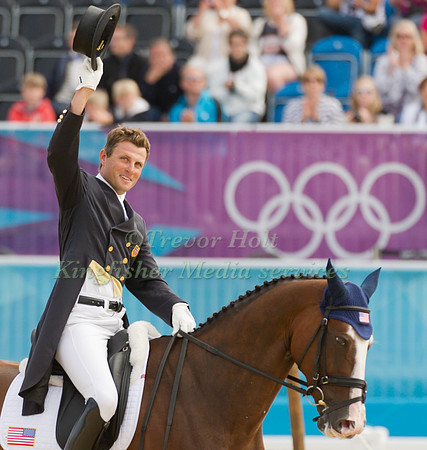 Boyd Martin waves to the crowd after completing his test