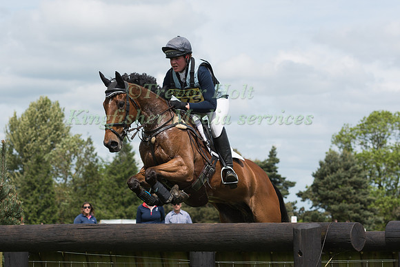 SARAH HEDGES  RIDING ANIMAGUS COMPETING IN THE CROSS COUNTRY PHASE OF THE  INTERMEDIATE  COMPETITION AT THE  2017 ROCKINGHAM CASTLE INTERNATIONAL HORSE TRIAL.